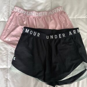 Under Armour Pink and Black Athletic Shorts Lightweight Elastic Waistband